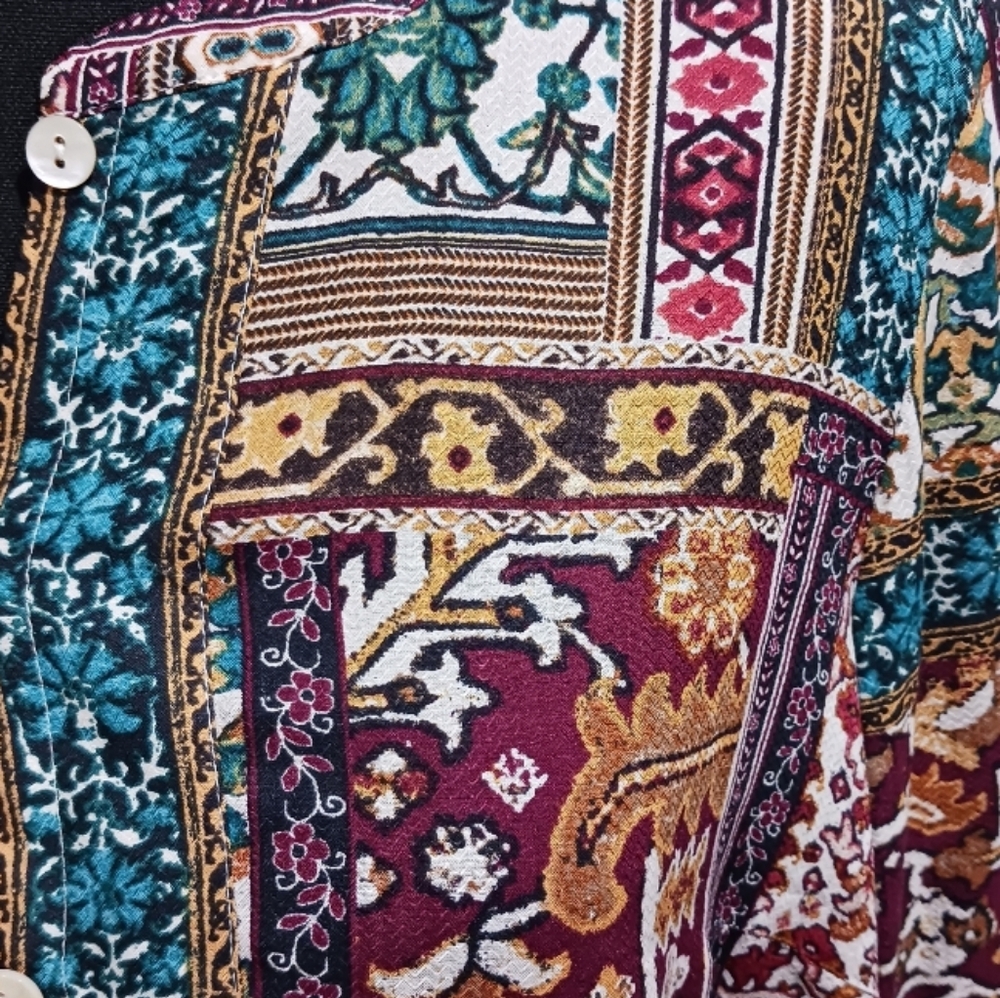 J. Jill Patchwork Print Tunic Blouse Lagenlook Cottage - Picture 7 of 14